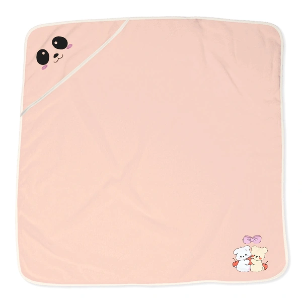 adhigams Twinkle Twins New Born Baby Babbly Bear Stylish Cotton Hooded Blanket for Baby boy and Girl | for 0 to 12 Months (Pack of 1) (Beige) - 0-12 M