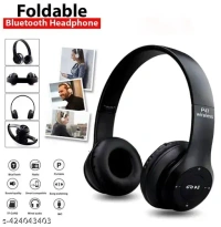 P47 Wired & Wireless Bluetooth Headphone with Mic and SD Card Supports Bluetooth Headset - Black