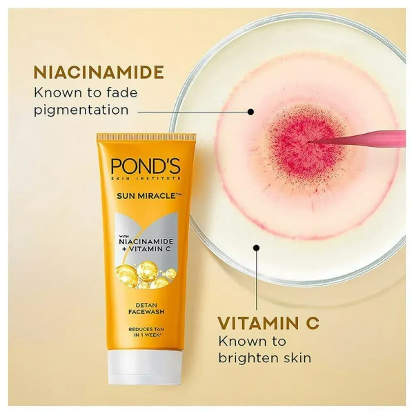 Pond's Detan Face Wash with Vitamin C & Niacinamide 100 g - 100g, Face Wash, 100g, 3 to 4 Days Deliver