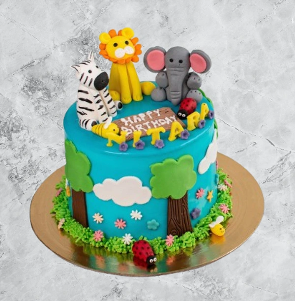 Jungle Theme Cake Semi Fondant - 1.5 Kg