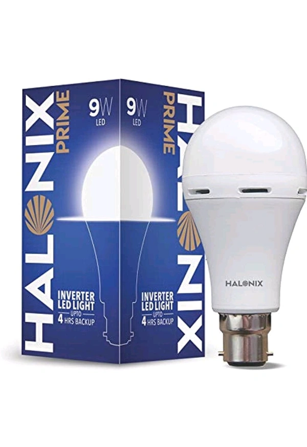 (RWY) Halonix 9 Watt B22 LED White Emergency Inverter Bulb, Pack of 1, (HALONIX PRIME) - White, 9, 1