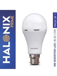 (RWY) Halonix 9 Watt B22 LED White Emergency Inverter Bulb, Pack of 1, (HALONIX PRIME) - White, 9, 20