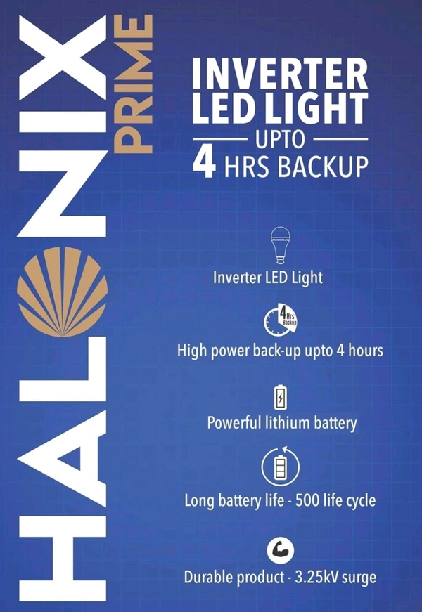 (RWY) Halonix 9 Watt B22 LED White Emergency Inverter Bulb, Pack of 1, (HALONIX PRIME) - White, 9, 20