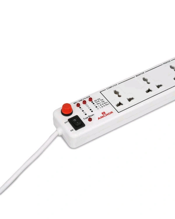 (DAAY) 4 way 6A International Socket with Single Switch 4 Socket Extension Boards (White, 1.5 m) - 1