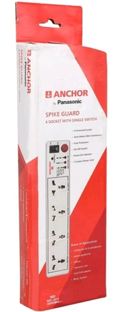 (DAAY) 4 way 6A International Socket with Single Switch 4 Socket Extension Boards (White, 1.5 m) - 1