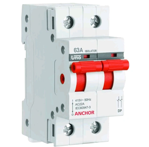 (ZCGS) Anchor by Panasonic Series 63 Ampere Dual Pole Insulator Circuit Breaker Safe Reliable Protection. - 1, 63