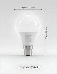 9 W Basic Standard B22 LED Bulb Lister Light 1 Years Gauranty (White) - White, 3, 7