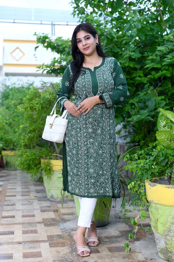 Women’s Modal Chikankari Kurti | Hand Embroidered Lucknowi Kurta