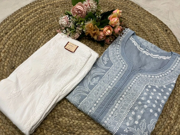Cotton Chikankari Kurti Set