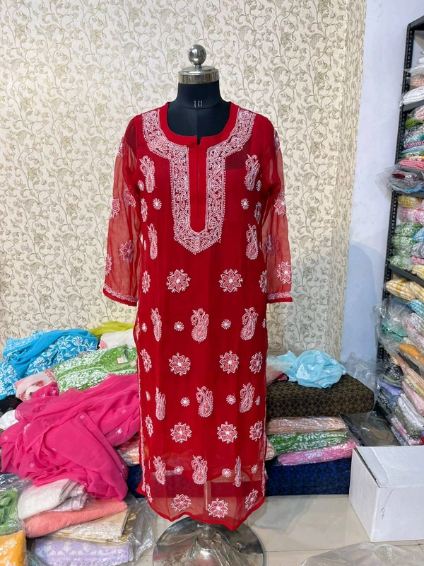 Chiffon Chikankari Kurti