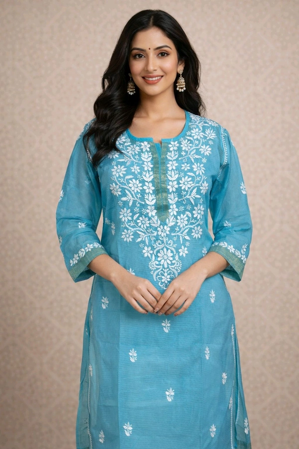 Chanderi Chikankari Kurti