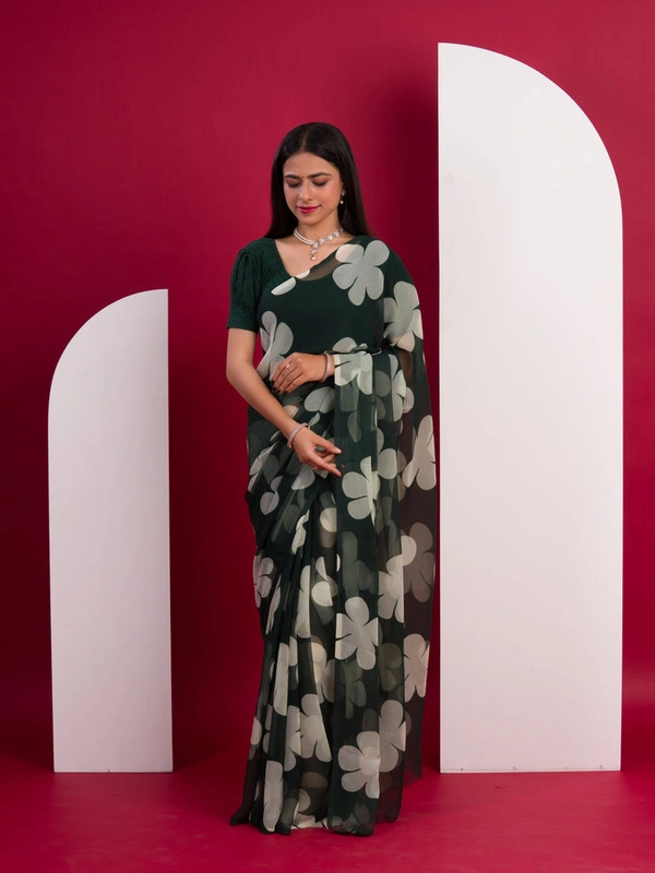KcPc Latest New Pure Georgette Flower Printed Style Saree SUN