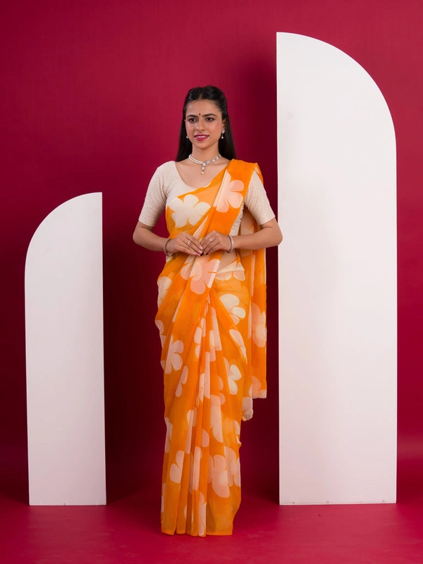 KcPc Latest New Pure Georgette Flower Printed Style Saree SUN