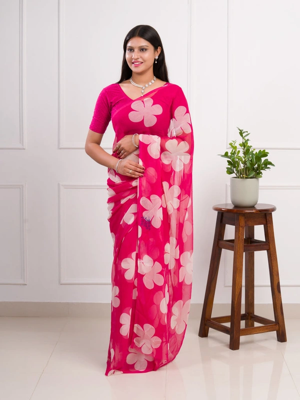 KcPc Latest New Pure Georgette Flower Printed Style Saree SUN