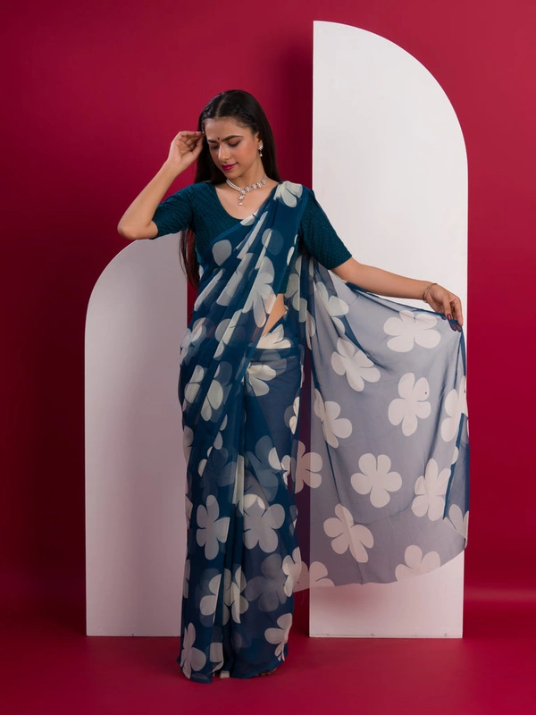 KcPc Latest Pure Georgette Flower Printed Style Saree SUN