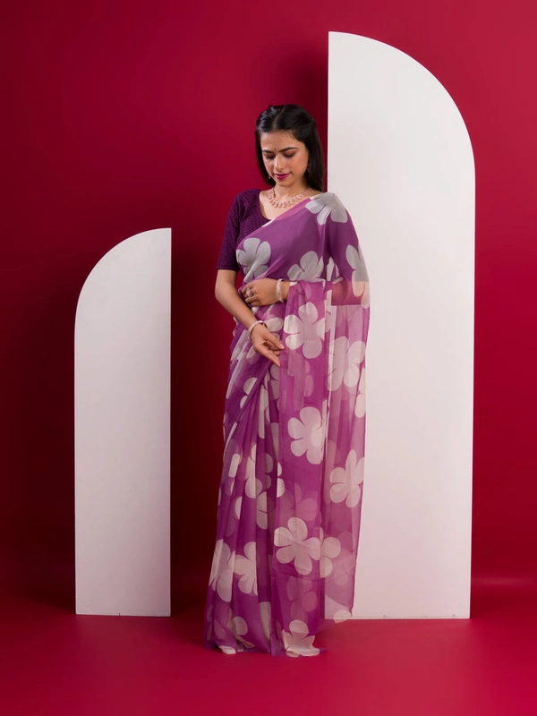 KcPc Latest Pure Georgette Flower Printed Style Saree SUN
