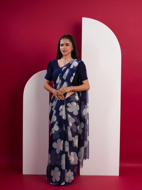 KcPc New Letast Pure Georgette Flower Printed Style Saree SUN