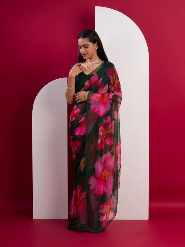 KcPc New Pure Georgette Flower Printed Style Saree STL