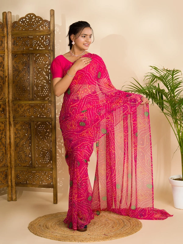 KcPc Rajwadi Style Royal Georgette Bandhani Sarees Rani STL