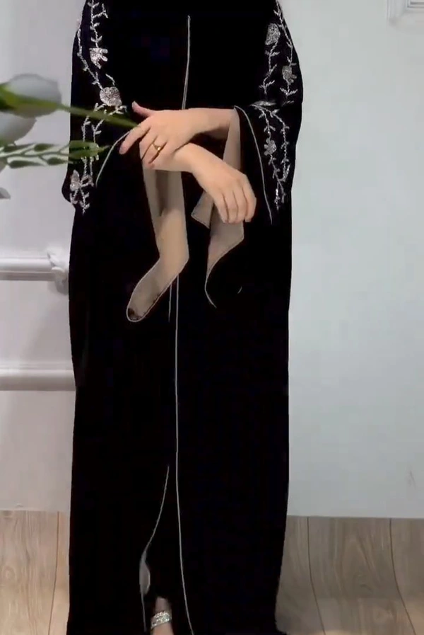 Al Fatima Abaya Handwork Abaya Imported Korean Nida Fabric  (Imported) - 60