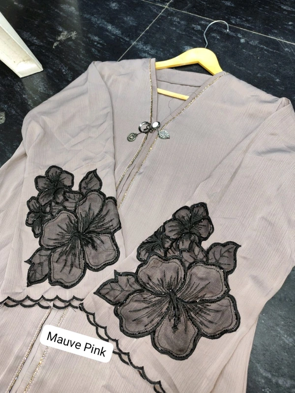 Al Zahra Abaya Handwork Abaya Imported Zoom Fabric (Mauve Pink) - 54