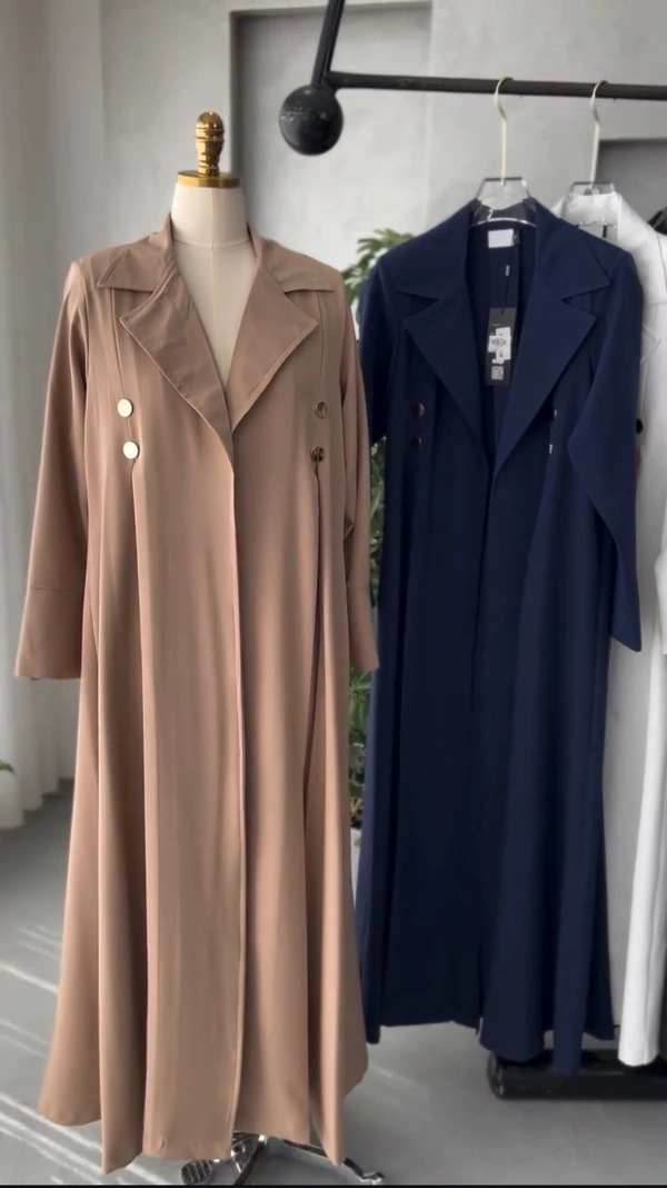 Al Batool Coat Abaya Korean Nida Prada Fabric Abaya (Imported) - Navy Blue, 56