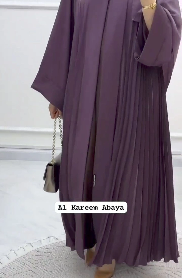 Al Kareem Pleated Abaya Imported Dubai Abaya Korean Prada Fabric (Imported) - Brown, 52