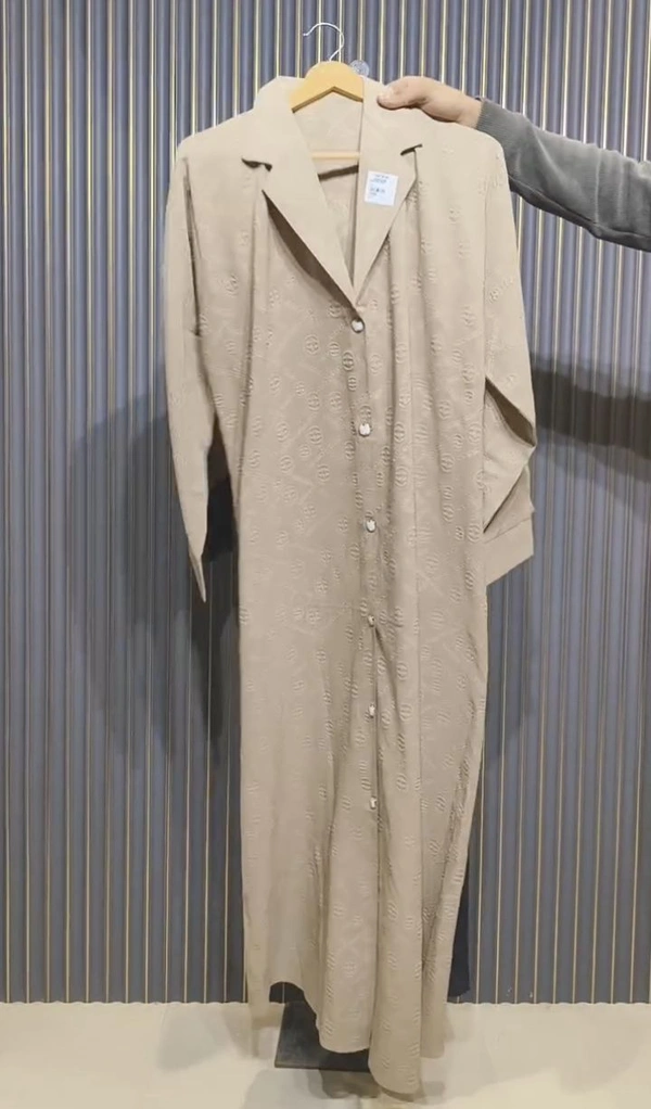 Al Arab Coat Abaya imported Self Design Fabric Abaya (Imported) - White, 54