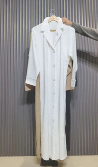 Al Arab Coat Abaya imported Self Design Fabric Abaya (Imported) - White, 54