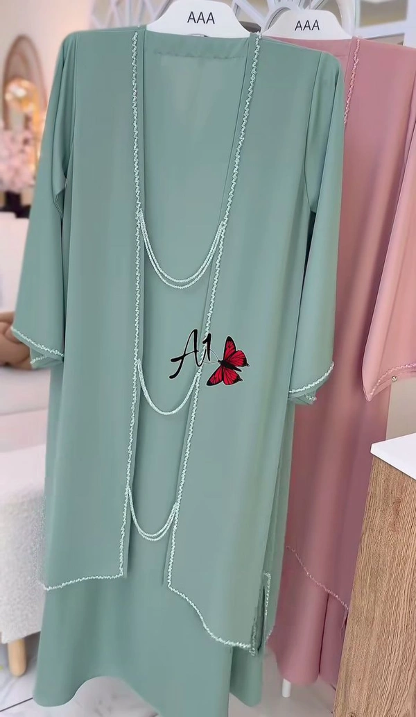 Al Nadiya  Abaya Korean Fabric Abaya Bridal Abaya (Imported) (UAE) - Pink, 56