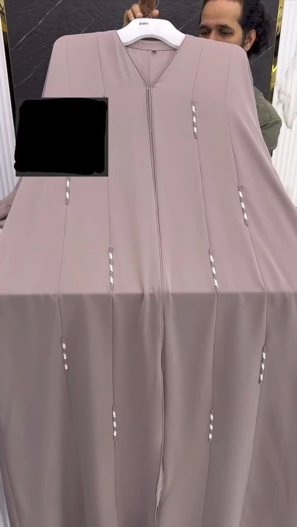 Al Abeera Abaya Handwork Printed Abaya Korean Prada Fabric (Imported)  - Grey, 58