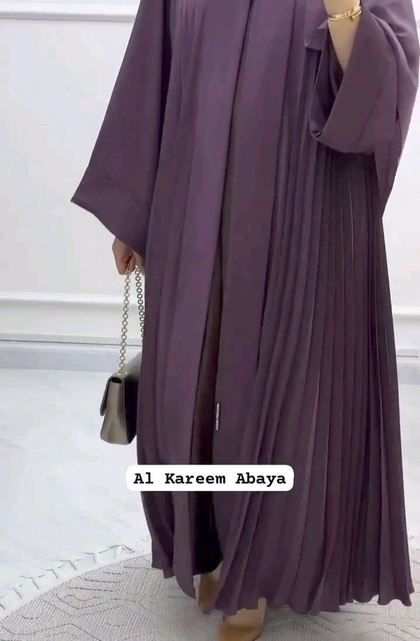 Al Kareem Pleated Abaya Imported Dubai Abaya Korean Prada Fabric (Imported) - Black, 58