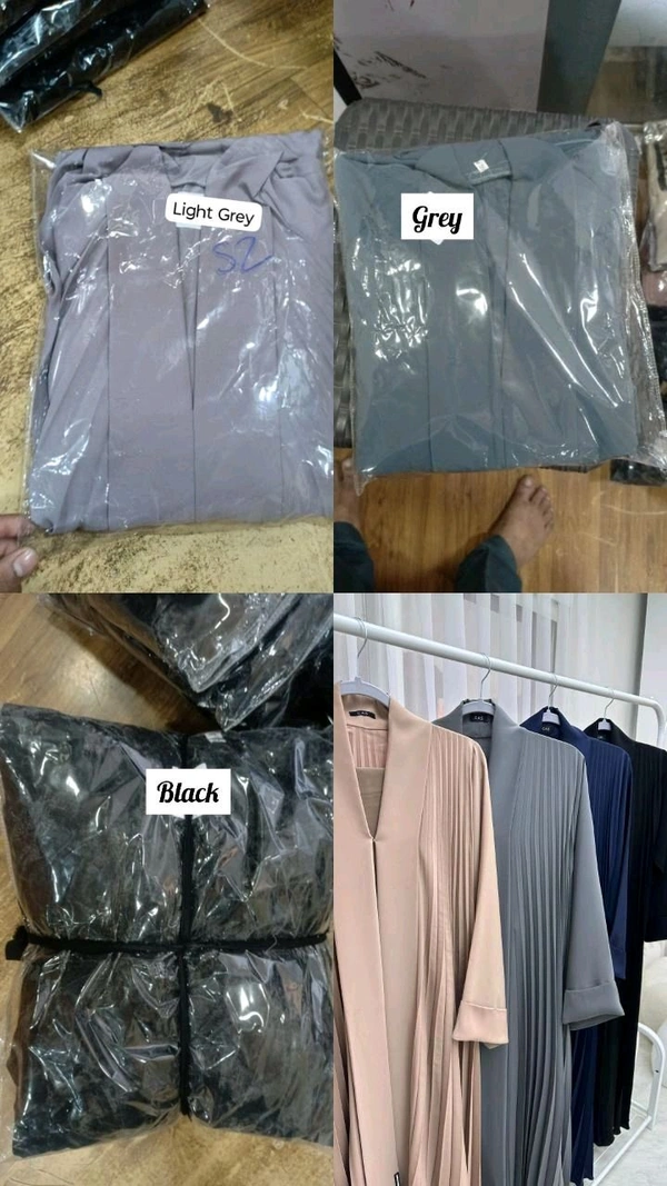 Al Kareem Pleated Abaya Imported Dubai Abaya Korean Prada Fabric (Imported) - Grey, 56