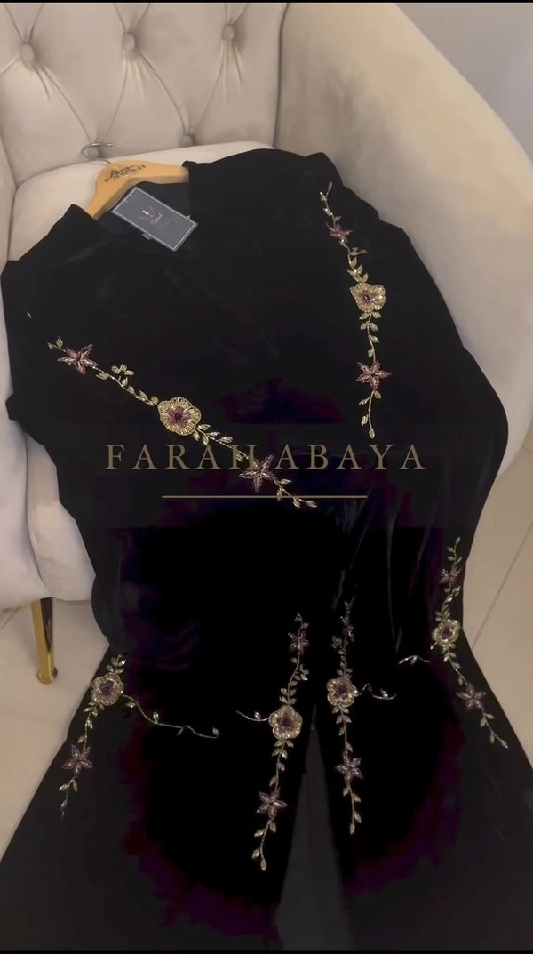 Farah Abaya Handwork Abaya Imported Nida Fabric Abaya (Imported) (Black Edition) - 54
