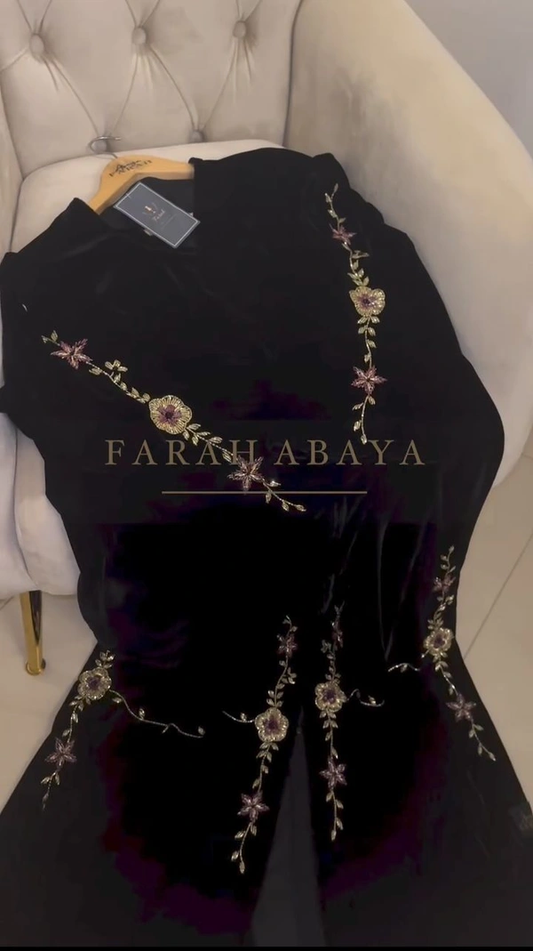 Farah Abaya Handwork Abaya Imported Nida Fabric Abaya (Imported) (Black Edition) - 58