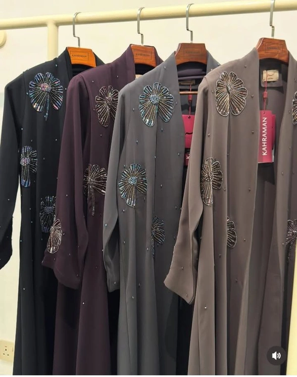 Al Zahoor Abaya Handwork Abaya Imported Nida Fabric Abaya (Imported) (Black Edition) - Black, 58