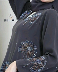 Al Zahoor Abaya Handwork Abaya Imported Nida Fabric Abaya (Imported) (Black Edition) - Black, 58