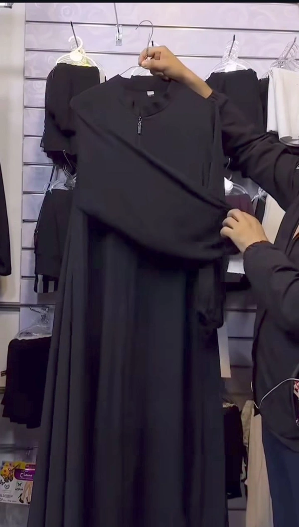 Today's Special Basic Abaya Elasticated Sleeves Abaya Zipper Abaya (korean Nida) (imported) - 54