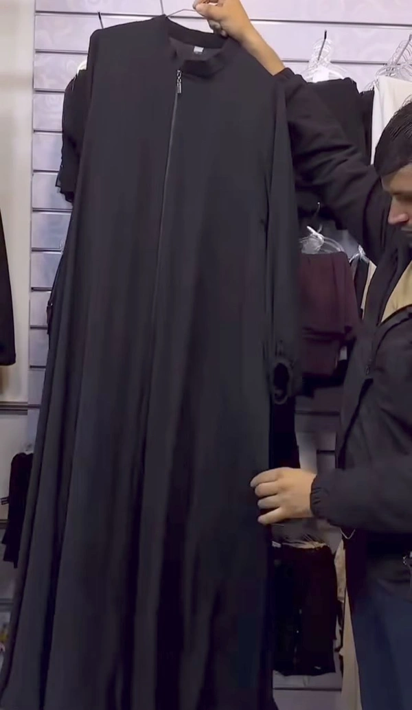 Today's Special Basic Abaya Elasticated Sleeves Abaya Zipper Abaya (korean Nida) (imported) - 54
