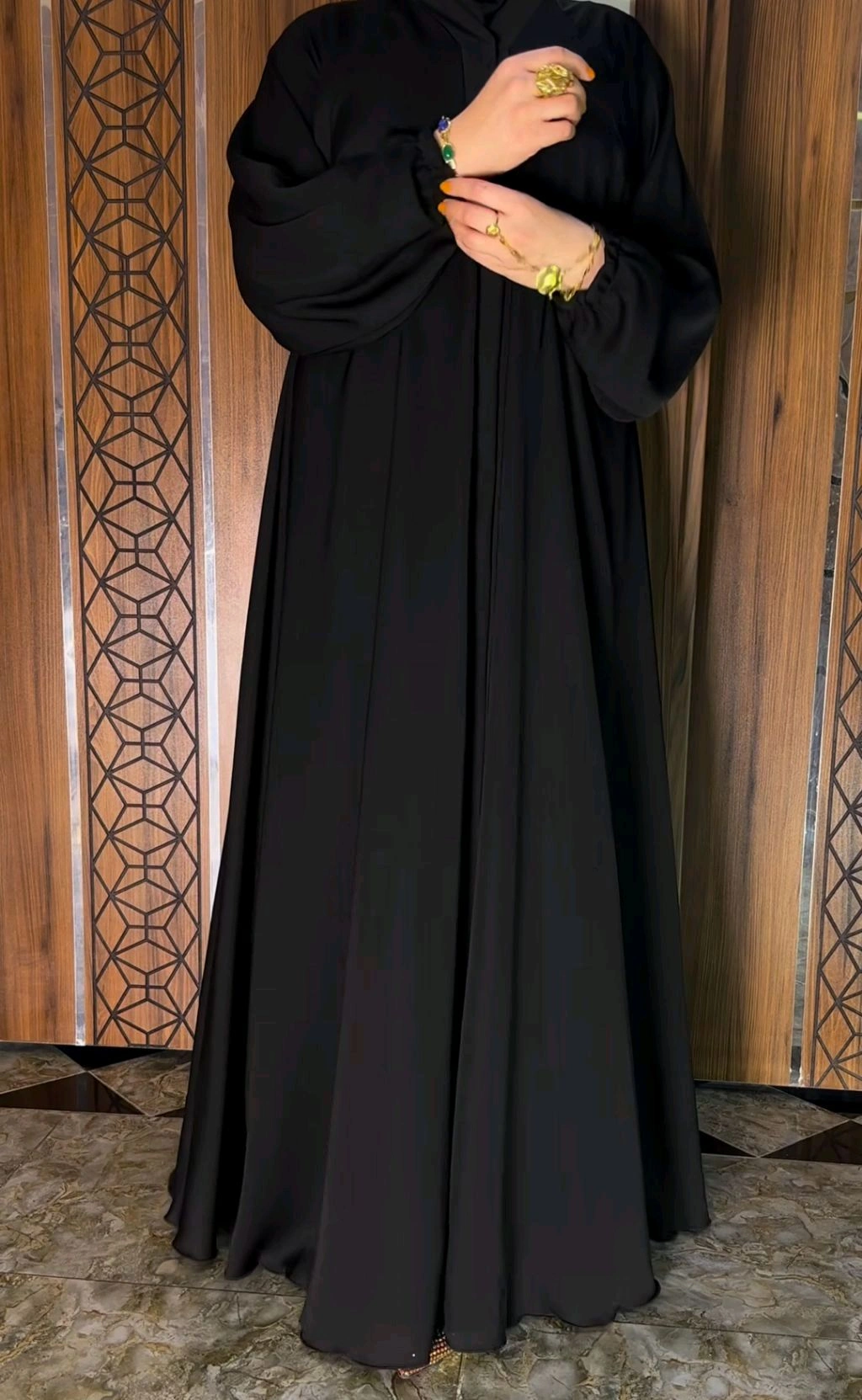 Limra Abaya Korean Nida Fabric Abaya Front Open Abaya (Imported) - Main Image