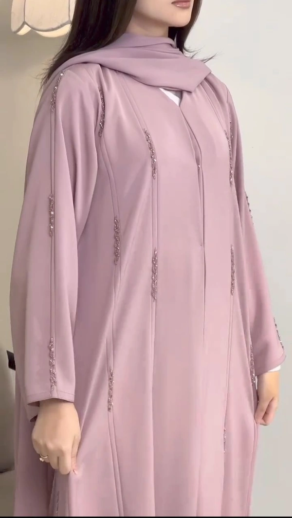 Al Elaf Abaya Handwork Abaya Prada Fabric (Imported) - Black, 56