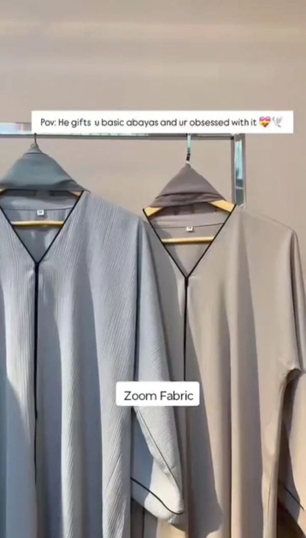 Aaliyah Abaya Plain Pipen Abaya Zoom Fabric Abaya (Imported) - Black, 54