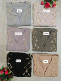 Al Afra Abaya Handwork Abaya Korean Zoom Fabric (Imported) - Turkish, 54