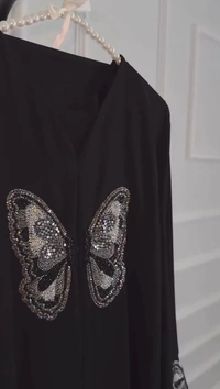 Butterfly Abaya Handwork Abaya Korean Nida Fabric (Imported) - 52
