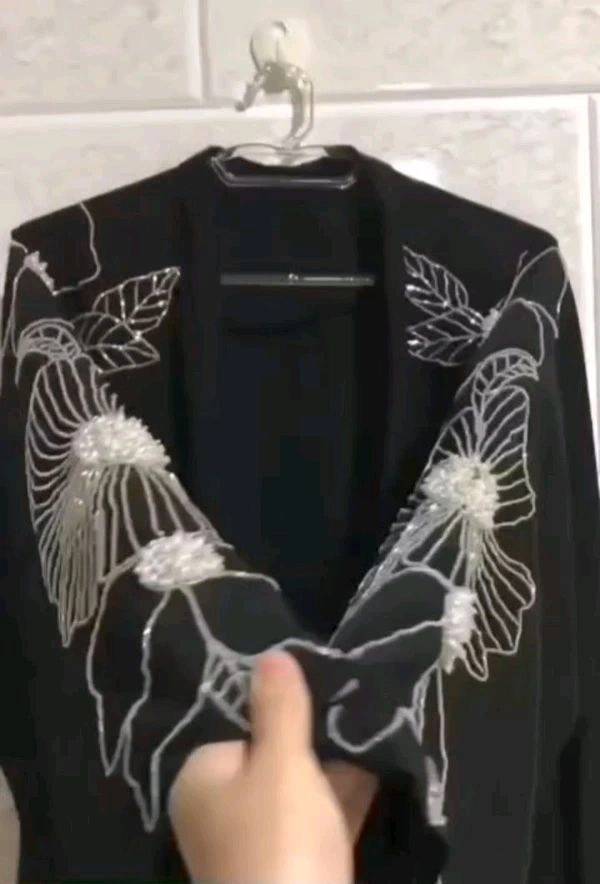 Twin Flower Abaya Korean Nida Fabric Handwork Abaya (Imported) - 54