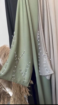 Al Yusra Abaya Handwork Abaya Zoom Fabric Abaya (Imported) - Luxy Cream, 56