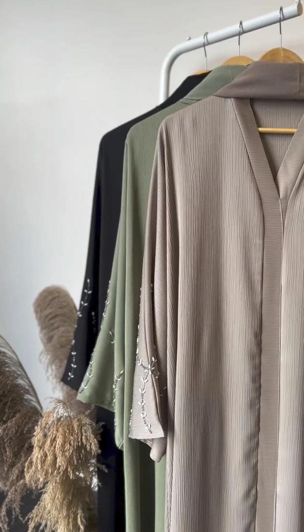 Al Yusra Abaya Handwork Abaya Zoom Fabric Abaya (Imported) - Luxy Cream, 60