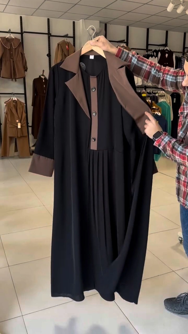 Moroccan Style Coat Abaya 2pc Coat Abaya Shrug Style Abaya (Imported) - 56