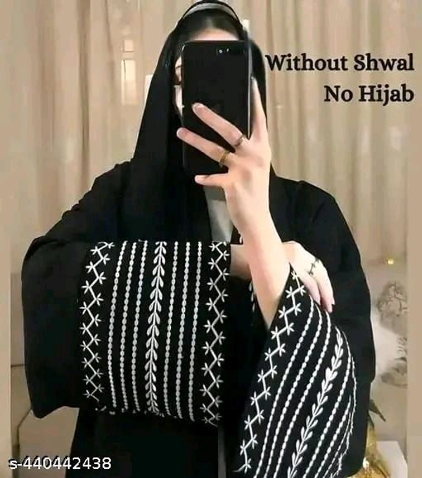 Keffiyeh Abaya Embroidery Abaya Firdous Fabric Abaya - 54