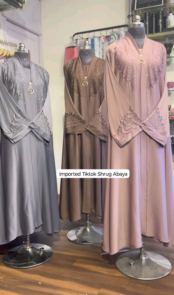 Humaira Dubai Abaya Shrug Style Abaya Tiktok Fabric (Imported) - Teal, 56